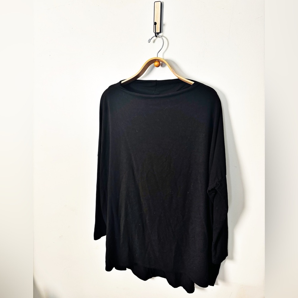 Bryn Walker Shirt Womens Medium Black mock neck Lagenlook Made in USA Rayon 263